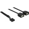 Delock USB 2.0 Pin-Header auf 2 x Typ-A Buchse Adapterkabel 40 cm 83823