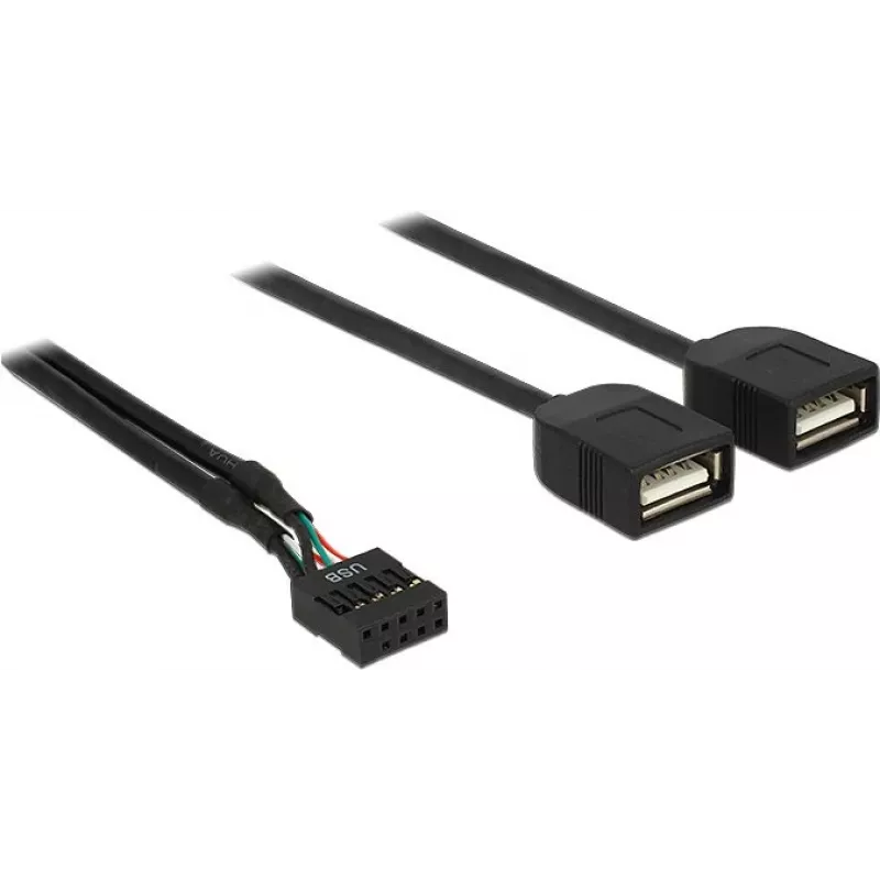 Delock USB 2.0 Pin-Header auf 2 x Typ-A Buchse Adapterkabel 40 cm 83823