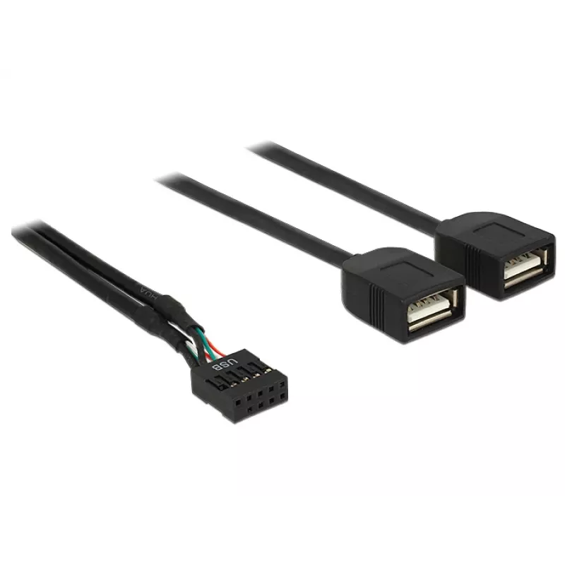 Delock USB 2.0 Pin-Header auf 2 x Typ-A Buchse Adapterkabel 40 cm 83823