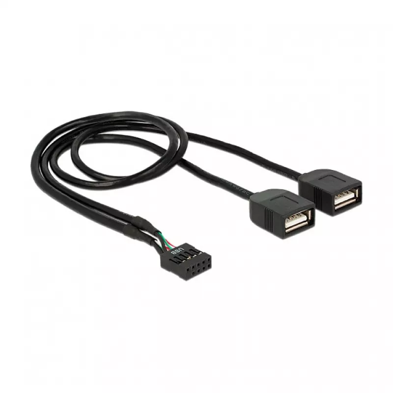 Delock USB 2.0 Pin-Header auf 2 x Typ-A Buchse Adapterkabel 40 cm 83823