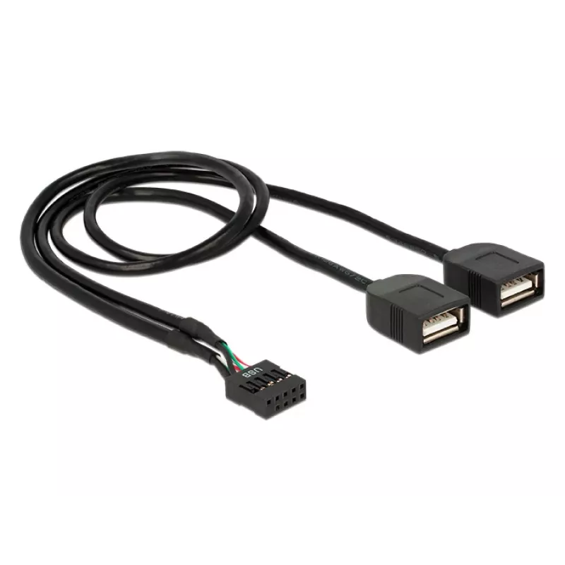 Delock USB 2.0 Pin-Header auf 2 x Typ-A Buchse Adapterkabel 40 cm 83823