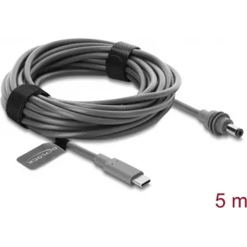 Delock USB Typ-C auf DC 5,5 x 2,1 mm Stromkabel für Starlink Mini, 5 m, Grau (91822)