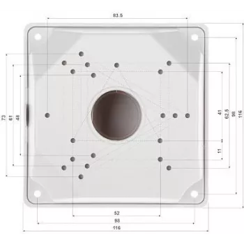 DELTA BD-B116 Universelle Wandhalterung für Dome- und Bullet-Überwachungskameras, Aluminiumlegierung, Weiß, 2 kg Tragkraft, Innen-/Außenbereich