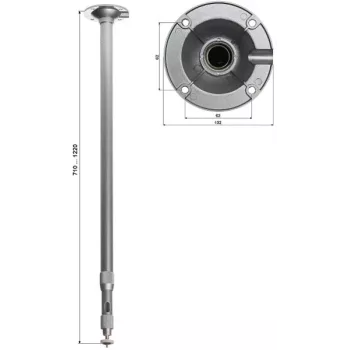 DELTA BR-60X120 Teleskop-Deckenhalterung für CCTV-Kameras, 710–1220 mm, Weiß