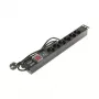 DELTA PD-6/R-SPD-1L Steckdosenleiste mit Überspannungsschutz, 6 Steckdosen Typ E, 230V/10A, 1,5m Kabel, Schwarz