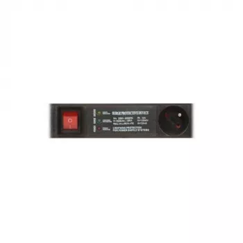 DELTA PD-6/R-SPD-3L 6-fach Steckdosenleiste mit Überspannungsschutz, 2-poliger Schalter, 1,5 m Kabel, Typ E Steckdosen, 2300 W, Schwarz
