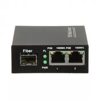 DELTA SPS-2P/1SFP Industrieller PoE+ Switch, 2 Gigabit RJ45 + 1 SFP, 60W Budget, DIN Rail