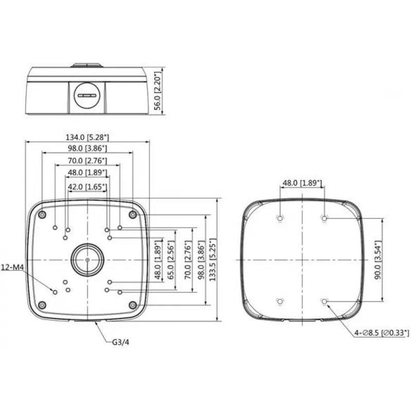 DELTA STG-PFA121 Anschlussdose Wandhalterung für Dahua Dome-Kameras, Weiß, IP66, Aluminium