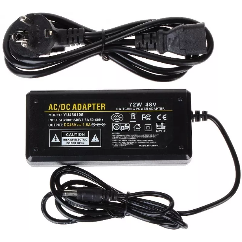 DELTA Schaltnetzteil 48V 1,5A 72W mit 5,5mm x 2,1mm DC-Stecker