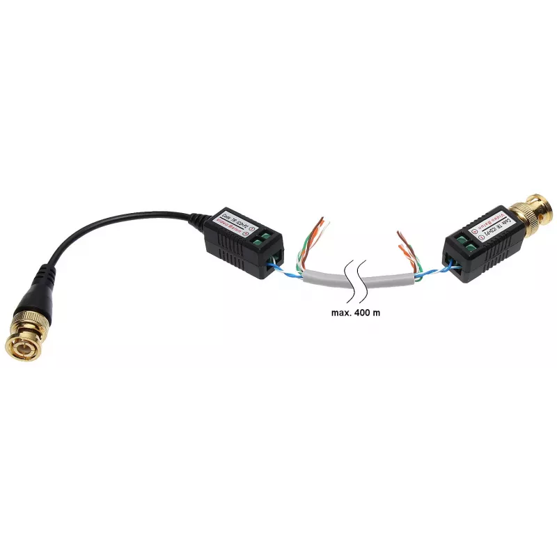 DELTA TR-1CD*P2 Passiver Video-Balun-Transceiver für CVBS/AHD/HD-CVI/HD-TVI, BNC auf Schraubklemme, bis zu 8MP 4K, 150-600m über UTP