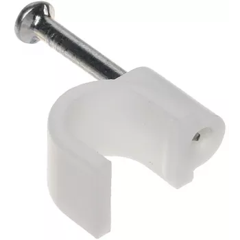DELTA TRZ-7/100 Kabelklemme Weiß 100 Stück - 7 mm runder Nagel-Kabelhalter aus Polyethylen für die Kabelführung in Innenräumen