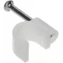 DELTA TRZ-7/100 Kabelklemme Weiß 100 Stück - 7 mm runder Nagel-Kabelhalter aus Polyethylen für die Kabelführung in Innenräumen