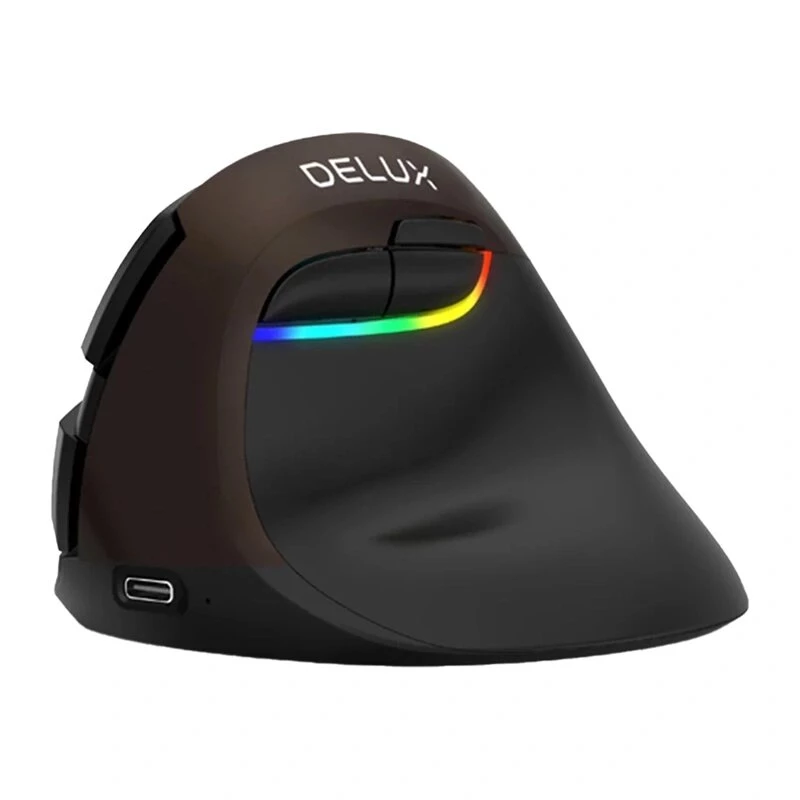 Delux M618 Mini Gold Ergonomische Maus - 2.4G / Bluetooth 5.0 / USB-C, 4000 DPI, Rechtshänder vertikal