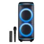 Denver BPS-470 Bluetooth Party Speaker mit Karaoke, 2000W PMPO, 20W RMS, LED-Lichter, FM-Radio, TWS, inkl. Mikrofon, Schwarz