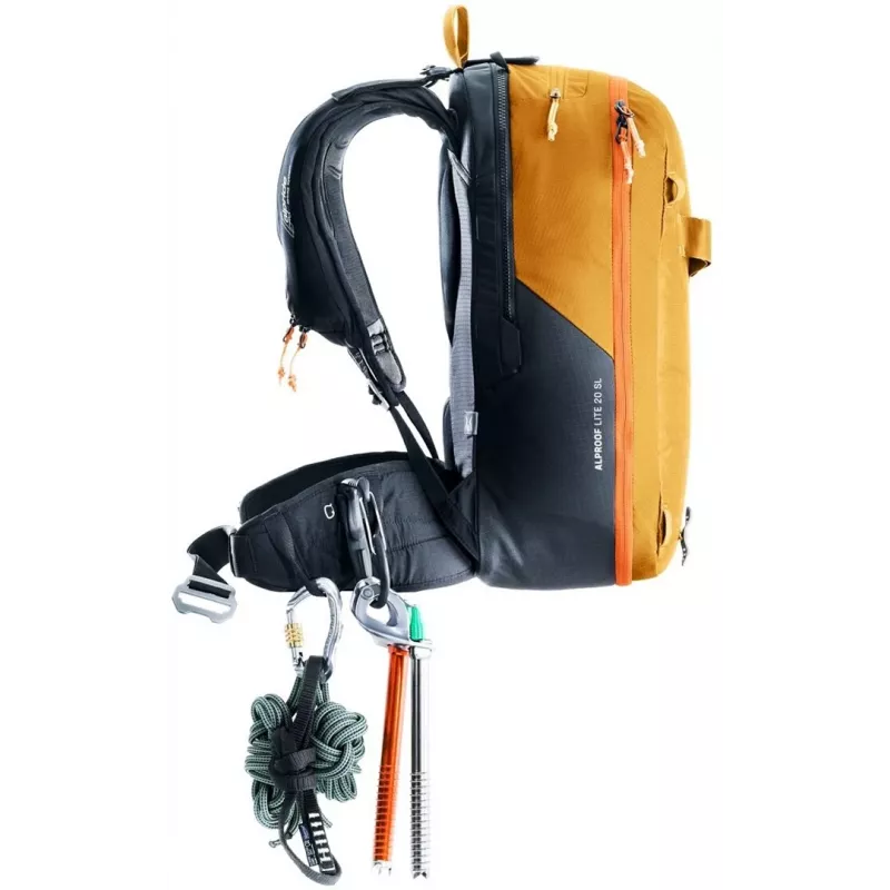 Deuter Alproof Lite 20 SL Lawinen-Airbag-Rucksack + Wash Center I Kulturbeutel Bundle - Cinnamon/Schwarz & Raisin/Caspia