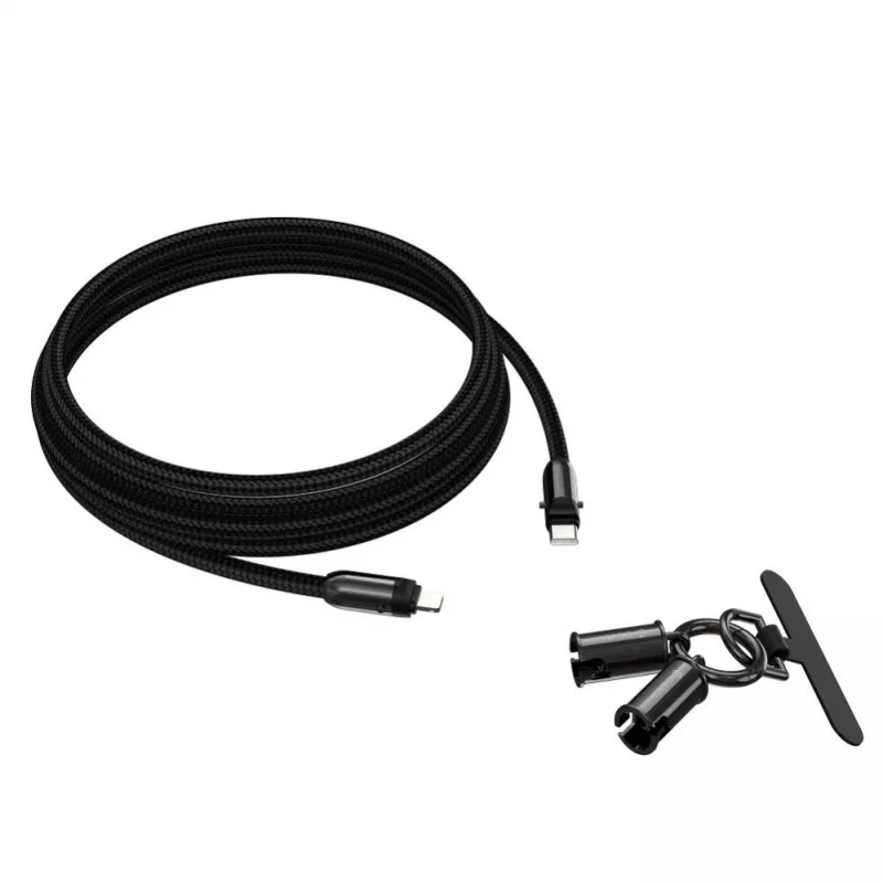 Devia 2-in-1 USB-C auf Lightning Kabel Lanyard 1,2m 27W Schwarz