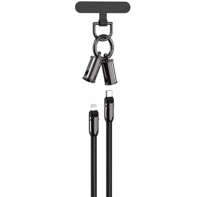 Devia 2-in-1 USB-C auf Lightning Kabel Lanyard 1,2m 27W Schwarz