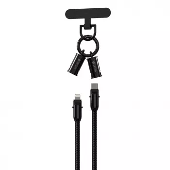 Devia 2-in-1 USB-C auf Lightning Kabel Lanyard 1,2m 27W Schwarz