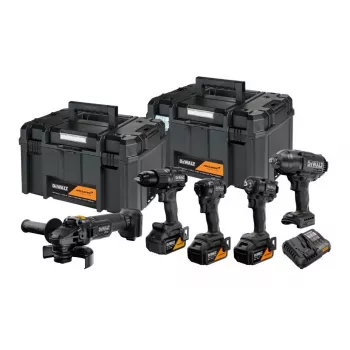 DEWALT 18V XR Akku-Kombi-Set: Schlagbohrschrauber, Schlagschrauber, Winkelschleifer, Kreissäge, Arbeitsleuchte, 3x5.0Ah Akkus
