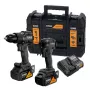 DEWALT DCK2222MM2T-QW 18V XR Bürstenloser Twin Pack Kombi-Bohrschrauber & Schlagschrauber-Set mit 2x4.0Ah Akkus, Ladegerät, TSTAK II Koffer