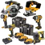 DEWALT DCK690P3T 18V XR Bürstenloser 6-teiliger Kombi-Kit mit 3x 5,0Ah Akkus, Ladegerät und 2x TSTAK VI Boxen