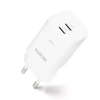 Dicota 2-Port GaN Wandladegerät 65W UK Weiß