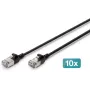 DIGITUS CAT 6A F-FTP Slim Patchkabel, 1 m, Schwarz, 10er-Pack