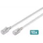DIGITUS CAT 6A F-FTP Slim Patch Cable, 1 m, Grau, 10er-Pack, LSZH, 10Gbps