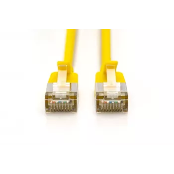DIGITUS CAT 6A F-FTP Slim Patchkabel, 1 m, Gelb, 10er-Pack, LSZH, 10 Gbit/s, 500 MHz