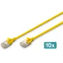 DIGITUS CAT 6A F-FTP Slim Patchkabel, 1 m, Gelb, 10er-Pack, LSZH, 10 Gbit/s, 500 MHz