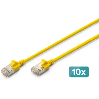 DIGITUS CAT 6A F-FTP Slim Patchkabel, 3 m, Gelb, 10er-Pack, LSZH, 10G Ethernet, RJ45
