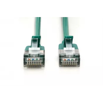 DIGITUS CAT 6A F/FTP Slim-Patchkabel, 5 m, Grün, 10er-Pack, LSZH, 10GBase-T, Snagless, PoE++