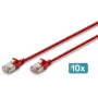 DIGITUS CAT 6A F-FTP Slim Patchkabel, 5 m, Rot, 10er Pack