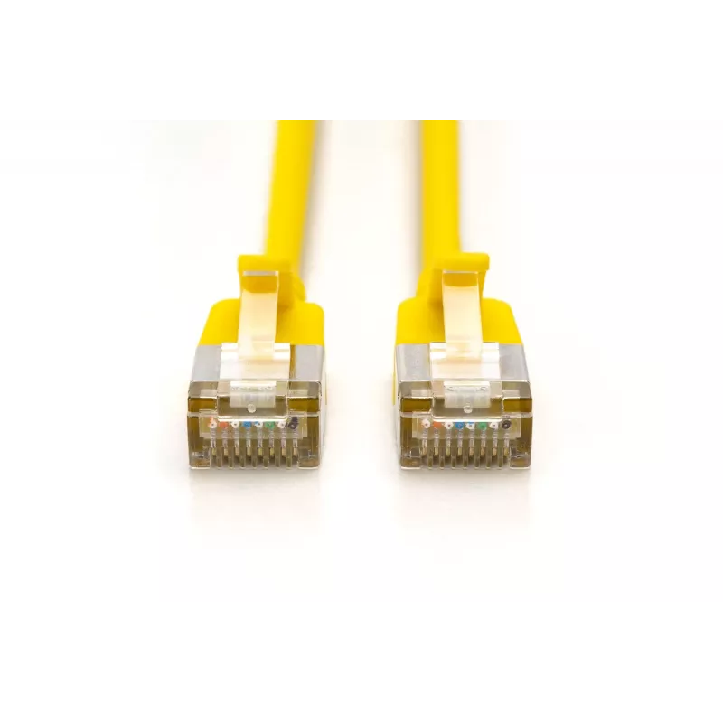 Digitus CAT 6A F/FTP Slim Patch Cable, 5 m, Gelb, 10er-Pack, LSZH, 10GBase-T, 500 MHz, Snagless