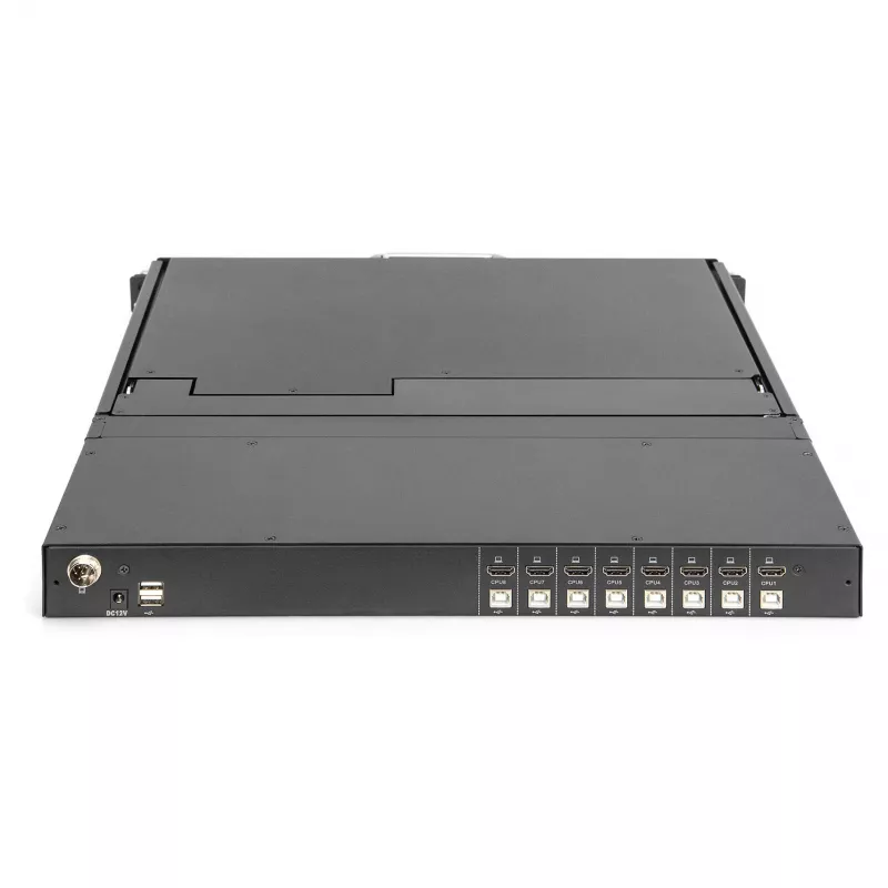 DIGITUS Modulare 19-Zoll-HD-LCD-KVM-Konsole mit 8-Port-HDMI-KVM-Switch, Touchpad, deutschem Tastaturlayout