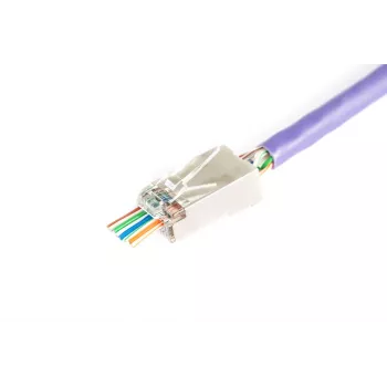 DIGITUS RJ45 (8P8C) Durchsteck-Stecker, Cat.6, geschirmt, AWG 26-24, Packung mit 100 Stück