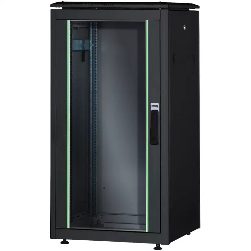 DIGITUS Unique 26U Netzwerkschrank 1342x600x1000mm Schwarz (freistehend, Glastür)