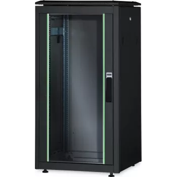 DIGITUS Unique 26U Netzwerkschrank 1342x600x1000mm Schwarz (freistehend, Glastür)