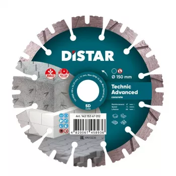DISTAR TECHNIC ADVANCED Diamanttrennscheibe 150 mm x 22,23 mm Segmentiert, lasergeschweißt, für Beton und Stein