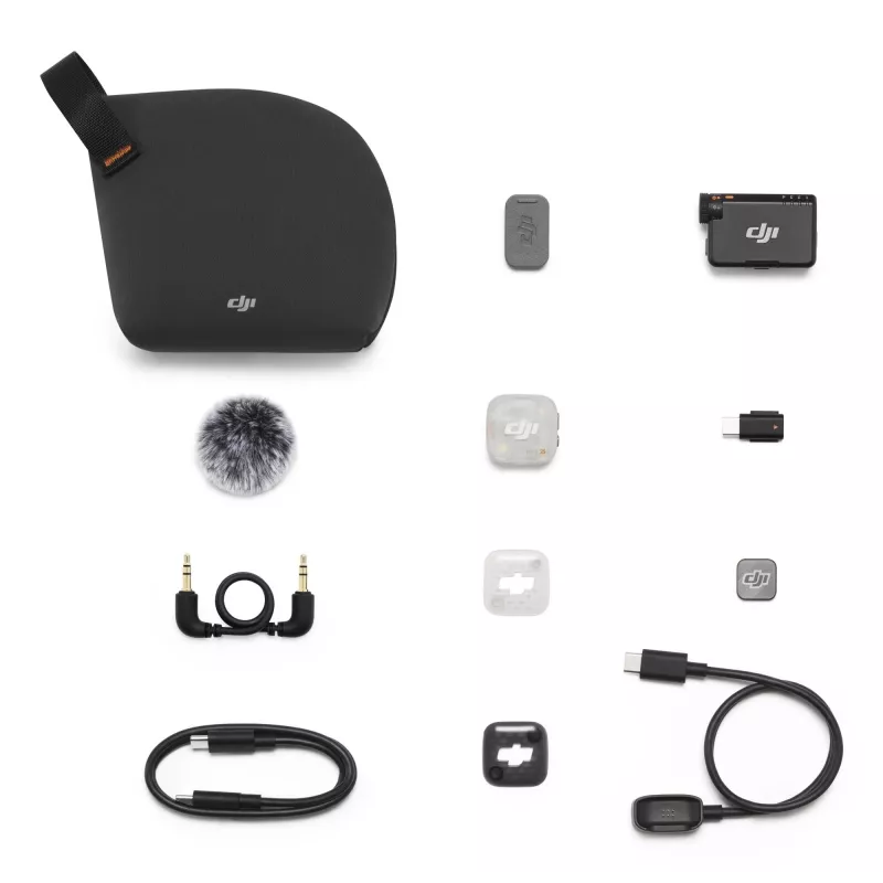 DJI Mic Mini 2S Drahtloses Mikrofonsystem (1 TX + 1 RX) - 2,4 GHz digital, 32-Bit-Float-Aufnahme, 250 m Reichweite, OLED-Touchscreen, Magnetclip, für Kameras & Smartphones