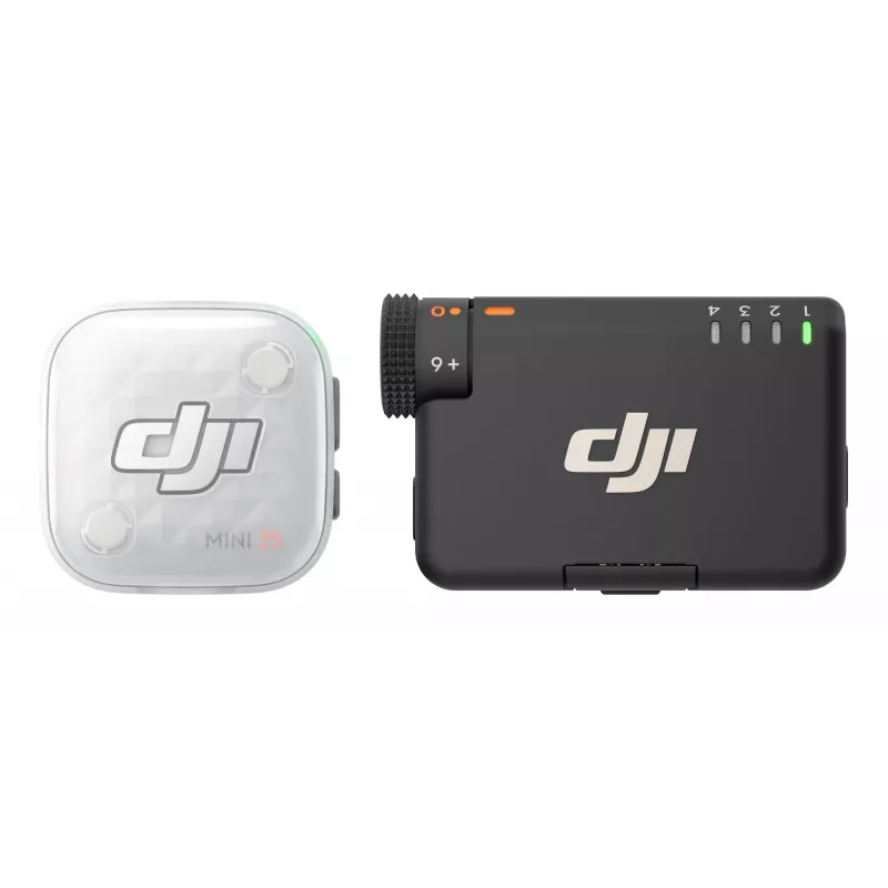 DJI Mic Mini 2S Drahtloses Mikrofonsystem (1 TX + 1 RX) - 2,4 GHz digital, 32-Bit-Float-Aufnahme, 250 m Reichweite, OLED-Touchscreen, Magnetclip, für Kameras & Smartphones