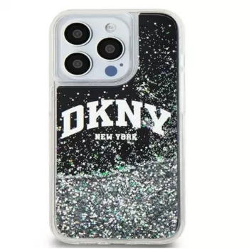 DKNY Apple iPhone 15 Pro 6,1 Zoll Hardcase Liquid Glitter Big Logo Schwarz