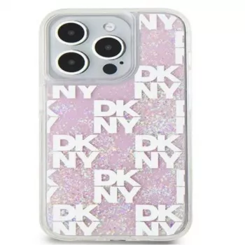 DKNY Apple iPhone 15 Pro 6,1 Zoll Hardcase Liquid Glitter Multilogo Pink