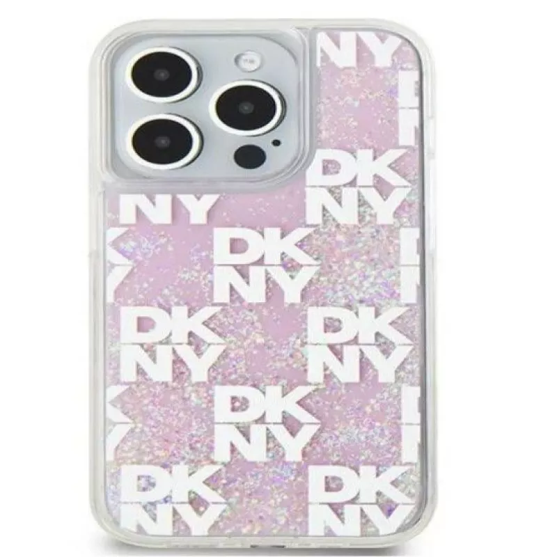 DKNY Apple iPhone 15 Pro 6,1 Zoll Hardcase Liquid Glitter Multilogo Pink