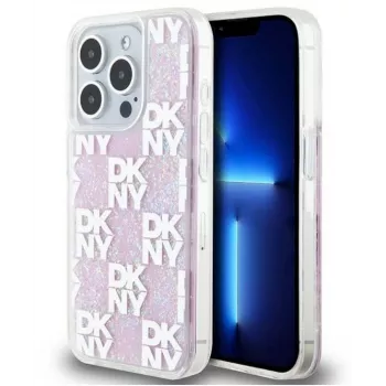 DKNY Apple iPhone 15 Pro 6,1 Zoll Hardcase Liquid Glitter Multilogo Pink