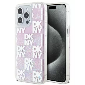 DKNY Apple iPhone 15 Pro Max 6,7 Zoll Hardcase Liquid Glitter Multilogo Pink