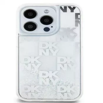 DKNY Apple iPhone 15 Pro Max 6,7 Zoll Hardcase Liquid Glitter Multilogo Weiß