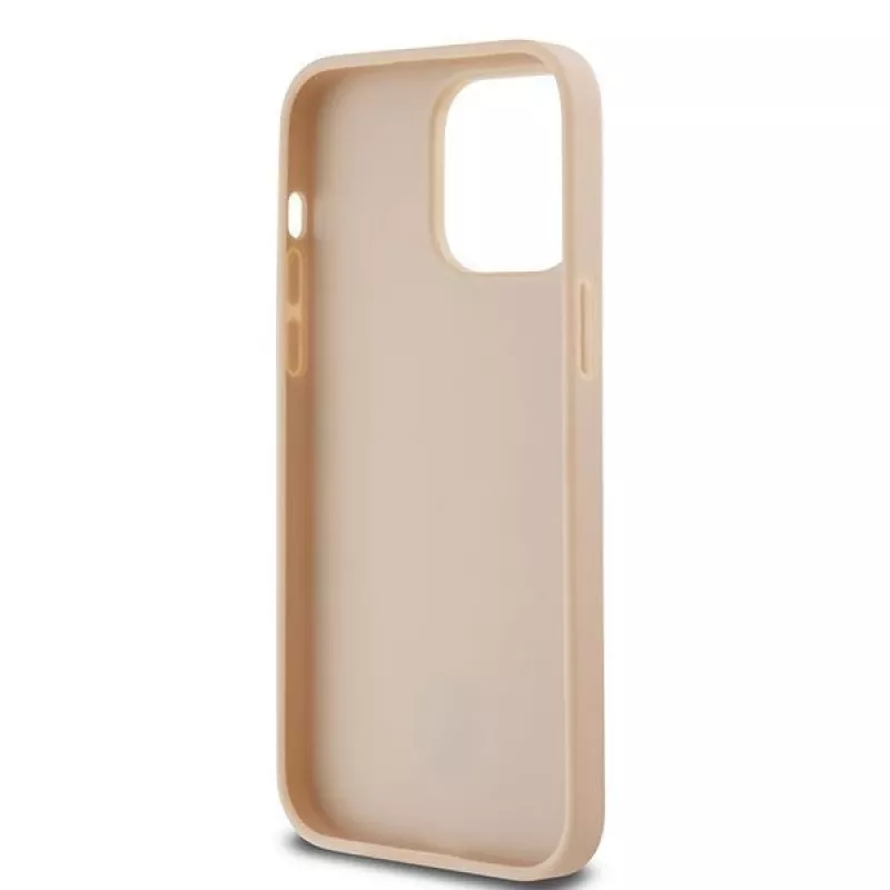 DKNY Lederhülle mit kariertem Mono-Muster und aufgedruckten Streifen für iPhone 14 Pro Max - Pink
