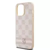 DKNY Lederhülle mit kariertem Mono-Muster und aufgedruckten Streifen für iPhone 14 Pro Max - Pink