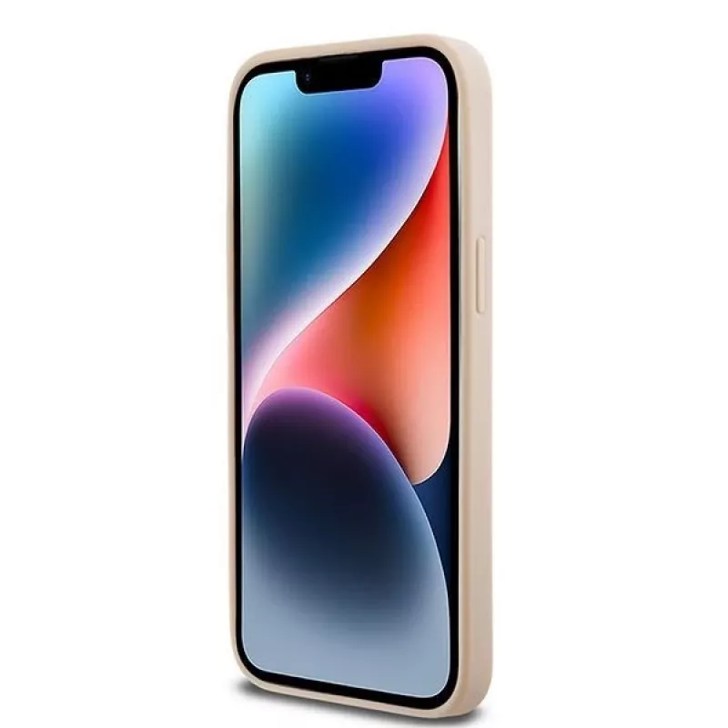 DKNY Lederhülle mit kariertem Mono-Muster und aufgedruckten Streifen für iPhone 14 Pro Max - Pink